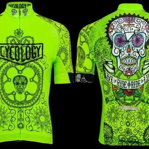 Cycology Day of the Living Classic Cycling Jersey Men 2XL Relaxed Fit Bike Shirt